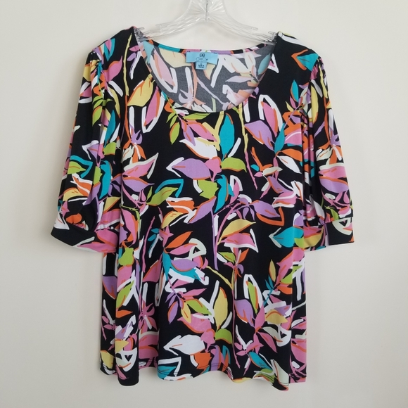 CeCe Scoop Neck Short Sleeve Top Stretchy XL - Picture 1 of 5